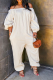 White Casual Solid Patchwork Off the Shoulder Harlan Jumpsuits