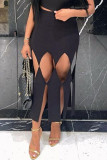 Orange Sexy Solid Hollowed Out Patchwork Regular High Waist Pencil Solid Color Bottoms