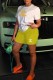 Yellow Fashion Casual Print Letter O Neck Short Sleeve Two Pieces