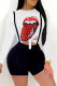 White Fashion Casual Lips Printed Patchwork O Neck Short Sleeve Two Pieces