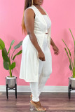 Coffee Sexy Casual Solid Cardigan Vests Pants Sleeveless Three-piece Set