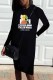 Black Fashion Casual Character Letter O Neck One Step Skirt Dresses