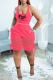 Pink Fashion Print Hollowed Out U Neck Sleeveless Two Pieces