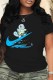 Black Fashion Casual Print Patchwork O Neck T-Shirts