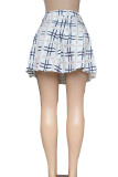 White Casual Print Patchwork Slit High Waist Type A Full Print Bottoms