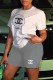 Grey Fashion Casual Print Letter O Neck Short Sleeve Two Pieces