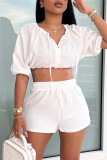 Pink Fashion Casual Solid Patchwork V Neck Short Sleeve Two Pieces