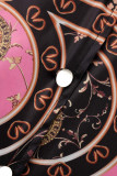 Pink Casual Print Patchwork Buttons O Neck One Step Skirt Dresses