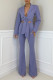 Purple Sexy Solid Patchwork Knotted Turn-back Collar Long Sleeve Two Pieces