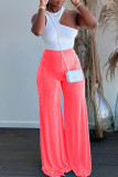 Blue Casual Solid Patchwork Asymmetrical O Neck Sleeveless Two Pieces