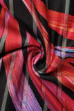Red Sexy Print Patchwork O Neck Long Sleeve Two Pieces