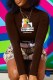 Dark Brown Fashion Casual Print Letter Turtleneck Tops