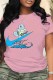 Pink Fashion Casual Print Patchwork O Neck T-Shirts