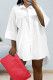 White Casual Solid Patchwork Buckle Turndown Collar Shirt Dress Dresses