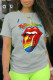 Grey Fashion Casual Lips Printed Patchwork O Neck T-Shirts