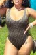 Brown Fashion Sexy Print Letter Swimwears