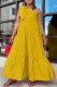 Yellow Sexy Casual Solid Bandage Backless Oblique Collar Sleeveless Dress