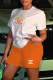 Orange Fashion Casual Print Letter O Neck Short Sleeve Two Pieces