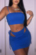 Royal Blue Sexy Solid Bandage Hollowed Out Patchwork Spaghetti Strap Sleeveless Two Pieces