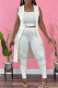 White Sexy Casual Solid Cardigan Vests Pants Sleeveless Three-piece Set