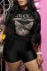 Black Fashion Casual Letter Sequins O Neck Short Sleeve Two Pieces