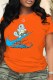 Orange Fashion Casual Print Patchwork O Neck T-Shirts
