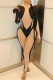 Black Sexy Solid Patchwork See-through O Neck Skinny Jumpsuits
