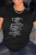 Black Fashion Street Print Patchwork Letter O Neck T-Shirts