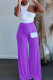 Purple Casual Solid Patchwork Asymmetrical O Neck Sleeveless Two Pieces