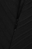 Black Casual Elegant Solid Patchwork Fold Stringy Selvedge Half A Turtleneck A Line Plus Size Dresses