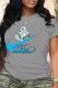 Grey Fashion Casual Print Patchwork O Neck T-Shirts