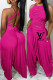 Rose Red Fashion Street Letter Fold O Neck Sleeveless Two Pieces