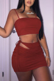 Royal Blue Sexy Solid Bandage Hollowed Out Patchwork Spaghetti Strap Sleeveless Two Pieces