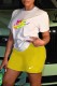 Yellow Fashion Casual Print Letter O Neck Short Sleeve Two Pieces