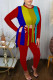 Red Casual Print Patchwork Slit O Neck Short Sleeve Two Pieces