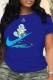 Blue Fashion Casual Print Patchwork O Neck T-Shirts