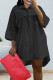 Black Casual Solid Patchwork Buckle Turndown Collar Shirt Dress Dresses