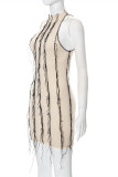 Apricot Fashion Sexy Solid Make Old Turtleneck Sleeveless Dress
