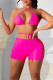 Rose Red Sexy Solid Hollowed Out Frenulum Swimwears