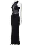 Black Sexy Solid Mesh Half A Turtleneck Trumpet Mermaid Dresses
