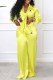 Yellow Fashion Casual Print Patchwork Turndown Collar Long Sleeve Two Pieces