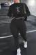 Black Casual Sportswear Print Embroidered Patchwork O Neck Long Sleeve Two Pieces