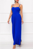 Rose Red Sexy Casual Solid Backless Spaghetti Strap Regular Jumpsuits