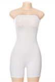 White Fashion Solid Backless Strapless Skinny Romper