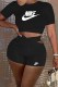 Black Fashion Casual Print Letter O Neck Short Sleeve Two Pieces