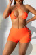 Orange Sexy Solid Hollowed Out Frenulum Swimwears
