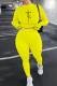 Yellow Casual Sportswear Print Embroidered Patchwork O Neck Long Sleeve Two Pieces