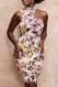 Multicolor Sexy Print Patchwork Asymmetrical O Neck One Step Skirt Dresses