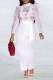 White Fashion Sexy Letter Patchwork See-through O Neck Jumpsuits