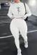White Casual Sportswear Print Embroidered Patchwork O Neck Long Sleeve Two Pieces
